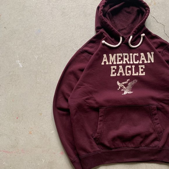 Vintage Burgundy American Eagle Hoodie - Picture 2 of 4
